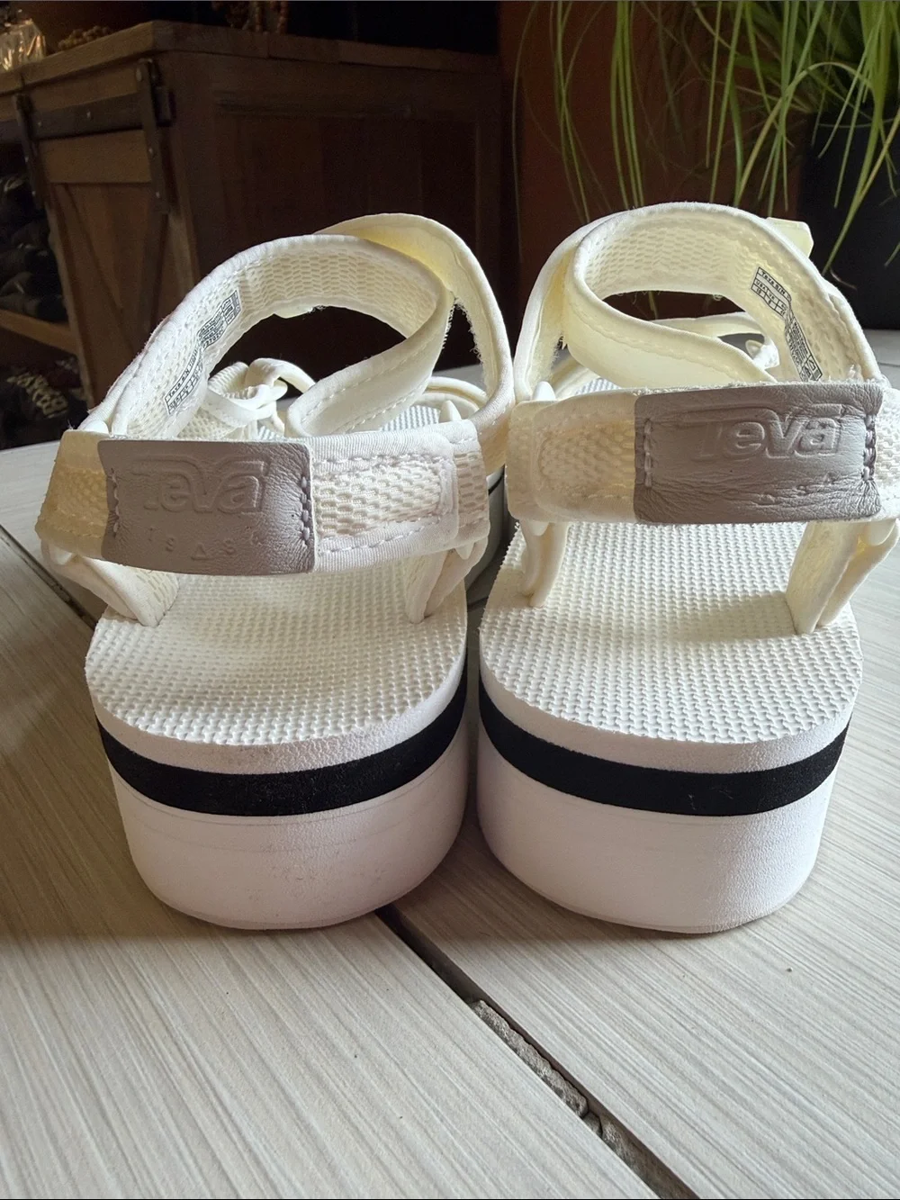 Teva Women's Platform Sandal in Cream with Black Accent